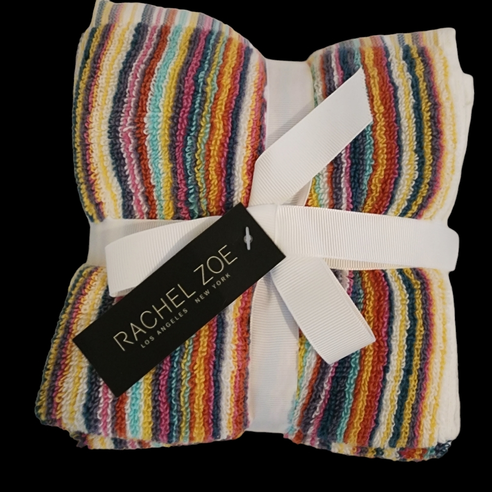 Rachael Zoe set of 4 Washcloths Striped  Multicolored NWT